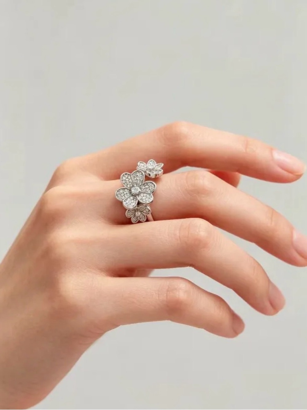 Floral Pavé Open Ring NWT Gold Plated PVD
